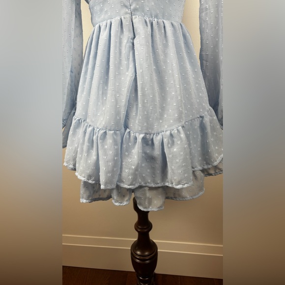 Long Sleeve Dotted Flowy Romantic Dress - Picture 7 of 8